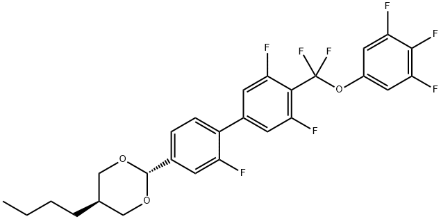 trans-2-[4'-[difluoro(3,4,5-trifluorophenoxy)methyl]-2,3',5'-trifluoro[1,1'-biphenyl]-4-yl]-5-butyl-1,3-dioxane Struktur