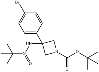 1-Boc-3-[[(tert-butyl)sulfinyl]amino]-3-(4-bromophenyl)azetidine Struktur