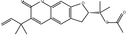 7H-Furo[3,2-g][1]benzopyran-7-one, 2-[1-(acetyloxy)-1-methylethyl]-6-(1,1-dimethyl-2-propen-1-yl)-2,3-dihydro-, (2S)- Struktur