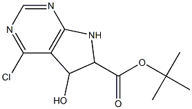 4-chloro-5-hydroxy-6,7-dihydro-5H-pyrrolo[2,3-d]pyrimidine-6-carboxylic acid tert-butyl ester Struktur