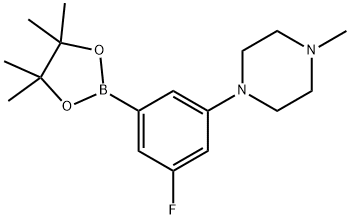 1-(3-fluoro-5-(4,4,5,5-tetramethyl-1,3,2-dioxaborolan-2-yl)phenyl)-4-methylpiperazine Struktur