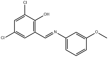 2,4-dichloro-6-{[(3-methoxyphenyl)imino]methyl}phenol Struktur