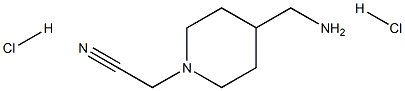 2-[4-(aminomethyl)piperidin-1-yl]acetonitrile dihydrochloride Struktur