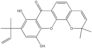 8,11-Dihydroxy-9-(1,1-dimethylallyl)-2,2-dimethylpyrano[3,2-c]xanthene-7(2H)-one Struktur