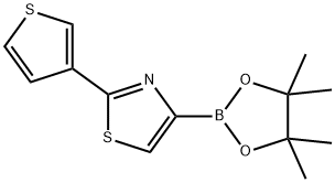 4-(4,4,5,5-tetramethyl-1,3,2-dioxaborolan-2-yl)-2-(thiophen-3-yl)thiazole Struktur