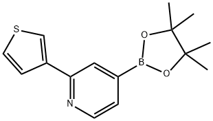 4-(4,4,5,5-tetramethyl-1,3,2-dioxaborolan-2-yl)-2-(thiophen-3-yl)pyridine Struktur