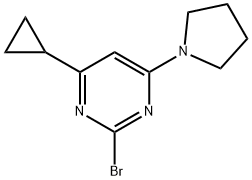 2-bromo-4-(pyrrolidin-1-yl)-6-cyclopropylpyrimidine Struktur