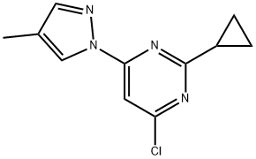 4-Chloro-2-cyclopropyl-6-(4-methyl-1H-pyrazol-1-yl)pyrimidine Struktur