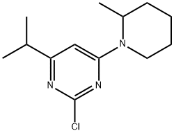 2-Chloro-4-(2-methylpiperidin-1-yl)-6-(iso-propyl)pyrimidine Struktur