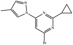 4-Bromo-2-cyclopropyl-6-(4-methyl-1H-pyrazol-1-yl)pyrimidine Struktur