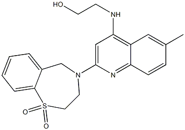 4-(4-((2-hydroxyethyl)amino)-6-methylquinolin-2-yl)-2,3,4,5-tetrahydrobenzo[f][1,4]thiazepine 1,1-dioxide Struktur