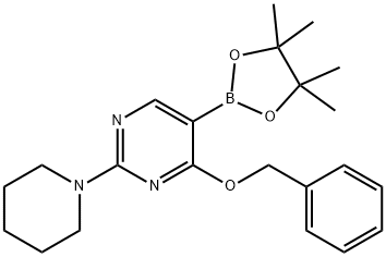 4-Benzyloxy-2-piperidine-1-yl-pyrimidine-5-boronic acid pinacol ester Struktur