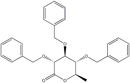 (3R,4S,5R,6R)-3,4,5-TRIS(BENZYLOXY)-TETRAHYDRO-6-METHYLPYRAN-2-ONE Struktur