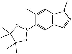 1,6-Dimethyl-5-(4,4,5,5-tetramethyl-1,3,2-dioxaborolan-2-yl)-1H-indazole Struktur