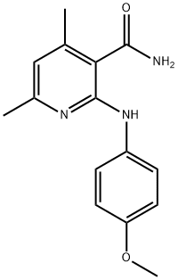 2-(4-methoxyanilino)-4,6-dimethylnicotinamide Struktur