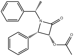 2-Azetidinone, 3-(acetyloxy)-4-phenyl-1-[(1S)-1-phenylethyl]-, (3R,4S)- Struktur