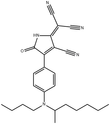 2-(4-(4-(butyl-(1-methylhexyl)amino)phenyl)-3-cyano-5-oxo-1,5-dihydropyrrol-2-ylidene)propandinitrile Struktur