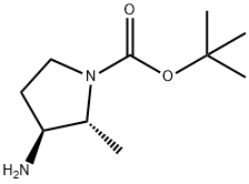 1-Pyrrolidinecarboxylic acid, 3-amino-2-methyl-, 1,1-dimethylethyl ester, (2R,3S)- Struktur