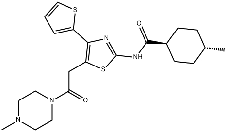 TRANS-4-METHYL-N-[5-[2-(4-METHYLPIPERAZIN-1-YL)-2-OXOETHYL]-4-(2-THIENYL)-1,3-THIAZOL-2-YL]CYCLOHEXANECARBOXAMIDE Struktur