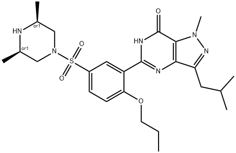 5-[5-[(3S,5R)-3,5-dimethylpiperazin-1-yl]sulfonyl-2-propoxyphenyl]-1-methyl-3-(2-methylpropyl)-4H-pyrazolo[4,3-d]pyrimidin-7-one Struktur