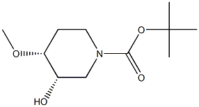 tert-butyl (3S,4R)-3-hydroxy-4-methoxypiperidine-1-carboxylate Struktur