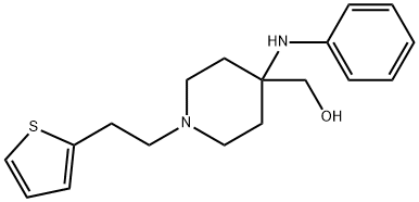 [4-(phenylamino)-1-[2-(thiophen-2-yl)ethyl]piperidin-4-yl]methanol Struktur