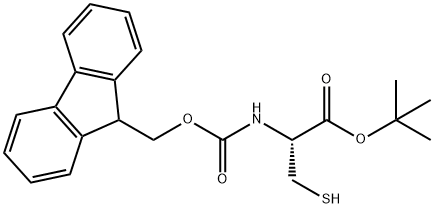 (R)-tert-butyl 2-(((9H-fluoren-9-yl)methoxy)carbonylamino)-3-mercaptopropanoate Struktur