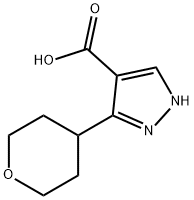 3-(oxan-4-yl)-1H-pyrazole-4-carboxylic acid Struktur