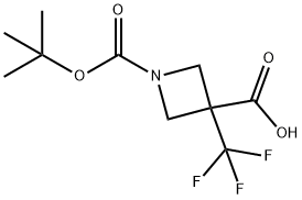 1-[(tert-butoxy)carbonyl]-3-(trifluoromethyl)azetidine-3-carboxylic acid Struktur