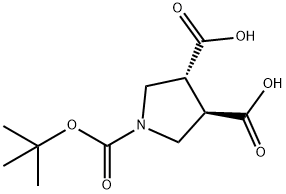 (3R,4R)-1-Boc-pyrrolidine-3,4-dicarboxylic Acid Struktur