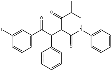 2-(2-(3-fluorophenyl)-2-oxo-1-phenylethyl)-4-methyl-3-oxo-N-phenylpentanamide Struktur