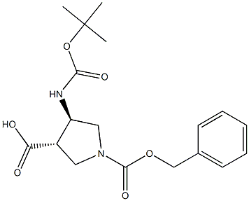 (3S,4R)-1-((benzyloxy)carbonyl)-4-((tert-butoxycarbonyl)amino)pyrrolidine-3-carboxylic acid Struktur