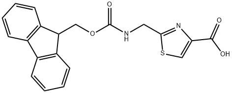 2-[({[(9H-fluoren-9-yl)methoxy]carbonyl}amino)methyl]-1,3-thiazole-4-carboxylic acid Struktur