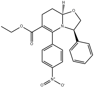 Ethyl (3R,8aR)-5-(4-nitrophenyl)-3-phenyl-2,3,8,8a-tetrahydro-7H-oxazolo[3,2-a]pyridine-6-carboxylate Struktur