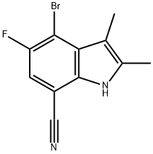 4-bromo-5-fluoro-2,3-dimethyl-1H-indole-7-carbonitrile Struktur