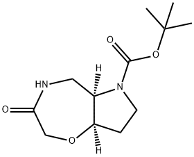 tert-butyl (5aR,8aR)-3-oxo-octahydro-2H-pyrrolo[2,3-f][1,4]oxazepine-6-carboxylate Struktur