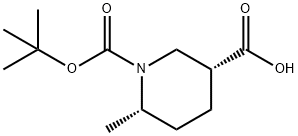 (3R,6S)-1-(tert-butoxycarbonyl)-6-methylpiperidine-3-carboxylic acid Struktur