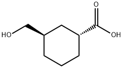 Cyclohexanecarboxylic acid, 3-(hydroxymethyl)-, (1R,3R)- Struktur