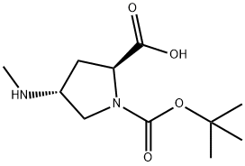 (2S,4R)-1-(tert-butoxycarbonyl)-4-(methylamino)pyrrolidine-2-carboxylic acid Struktur