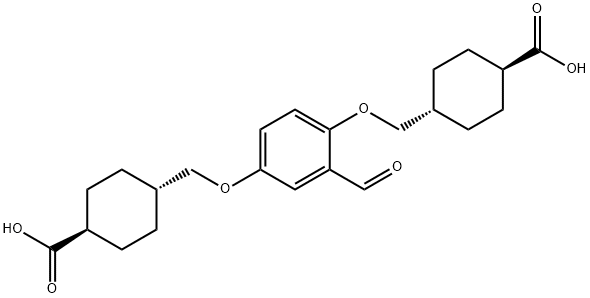 4,4'-[(2-formy-1,4-phenylene)bis(oxymethylene)]bis-cyclohexane carboxylic acid Struktur