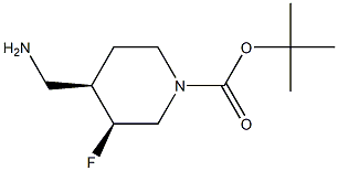 tert-butyl (3S,4R)-4-(aminomethyl)-3-fluoropiperidine-1-carboxylate Struktur