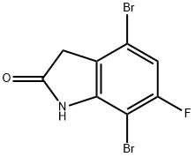 4,7-dibromo-6-fluoro-2,3-dihydro-1H-indol-2-one Struktur