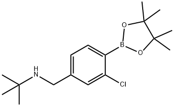 N-(3-Chloro-4-(4,4,5,5-tetramethyl-1,3,2-dioxaborolan-2-yl)benzyl)-2-methylpropan-2-amine Struktur