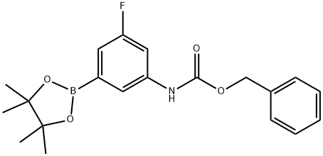 Benzyl N-[3-fluoro-5-(tetramethyl-1,3,2-dioxaborolan-2-yl)phenyl]carbamate Struktur