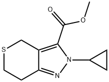 Thiopyrano[4,3-c]pyrazole-3-carboxylic acid, 2-
cyclopropyl-2,4,6,7-tetrahydro-, methyl ester Struktur