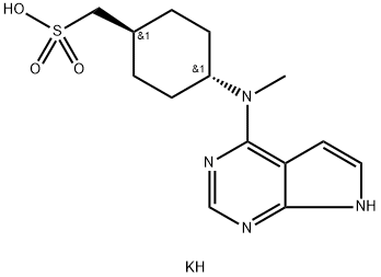 potassium ((1r,4r)-4-(methyl(7H-pyrrolo[2,3-d]pyrimidin-4-yl)amino)cyclohexyl)methanesulfonate Struktur