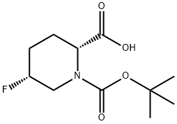 (2R,5R)-1-(tert-butoxycarbonyl)-5-fluoropiperidine-2-carboxylic acid Struktur