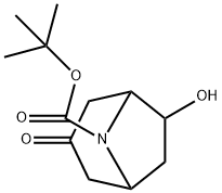 tert-butyl 6-hydroxy-3-oxo-8-azabicyclo[3.2.1]octane-8-carboxylate Struktur