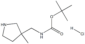 tert-butyl N-[(3-methylpyrrolidin-3-yl)methyl]carbamate hydrochloride Struktur