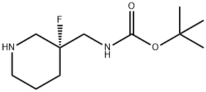 tert-butyl (R)-((3-fluoropiperidin-3-yl)methyl)carbamate Struktur